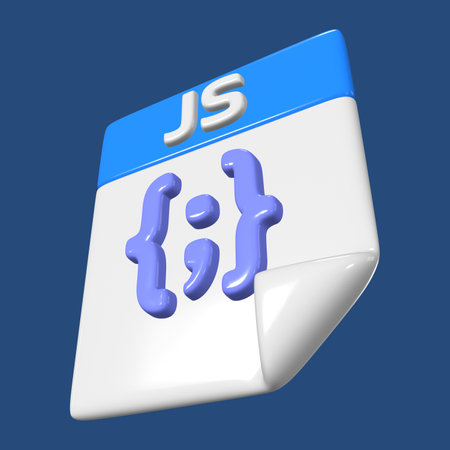 This is a Javascript File 3D Render Illustration Icon. High-resolution JPG file isolated on a blue...