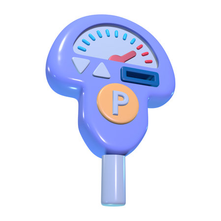 This is a Parking Meter 3D Render Illustration Icon. High-resolution JPG file isolated on a white background.の写真素材