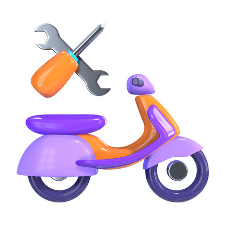 This is a Motorcycle Repair 3D Render Illustration Icon. High-resolution JPG file isolated on a white background.の写真素材