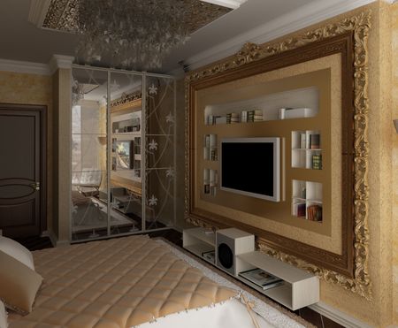 charming illustrations interior bedroom with furniture in the apartmentの写真素材