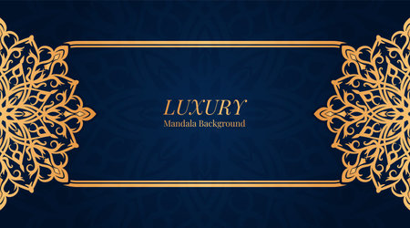 blue luxury background, with mandala ornamentのイラスト素材