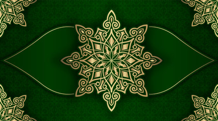 green luxury background, with mandala ornamentのイラスト素材