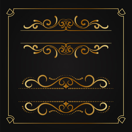 decorative vector border gold decorationのイラスト素材
