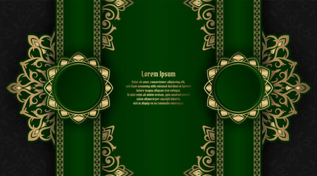 green luxury background, with mandala ornamentのイラスト素材