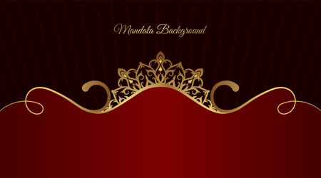 Red luxury background with golden mandala ornamentのイラスト素材
