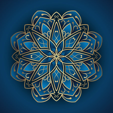 golden and blue mandala ornamentのイラスト素材