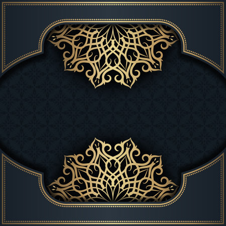 Gray background with golden mandala ornamentのイラスト素材