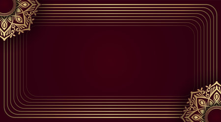 Red background with golden mandala ornamentのイラスト素材