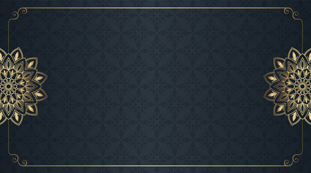 Gray background with golden mandala ornamentのイラスト素材