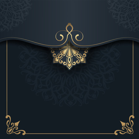 Gray background with golden mandala ornamentのイラスト素材