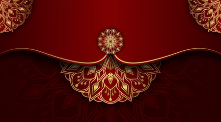 Black background with golden mandala ornamentのイラスト素材