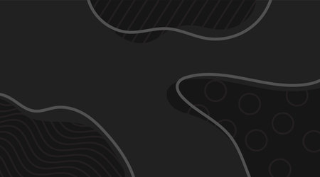 black abstract background, with wave, line and circle patternのイラスト素材