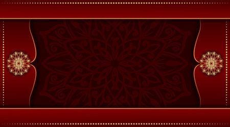 red luxury background, with gold mandala ornamentのイラスト素材