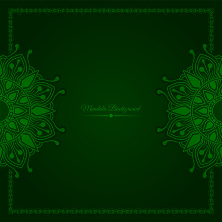 green mandala background, with decorative frameのイラスト素材