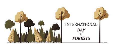International Day of Forest Vector Illustrationのイラスト素材