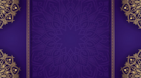 Purple background with golden mandala ornamentのイラスト素材