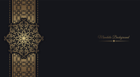 luxury background with golden mandala ornamentのイラスト素材