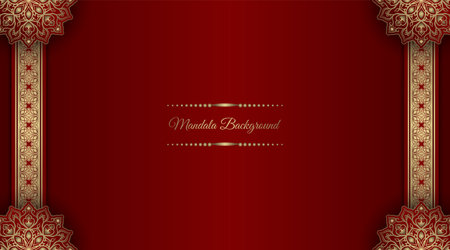 red luxury background, with gold mandala ornamentのイラスト素材