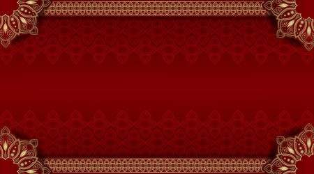 red luxury background, with gold mandala ornamentのイラスト素材
