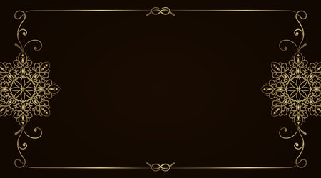 brown background, with gold mandala decorationのイラスト素材