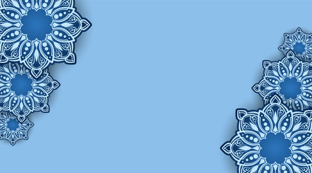 blue background with ornamental mandalaのイラスト素材