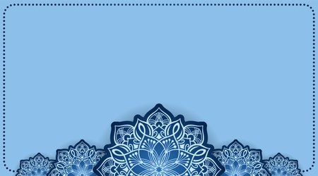 blue background with ornamental mandalaのイラスト素材