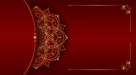 red luxury background, with gold mandala ornamentのイラスト素材