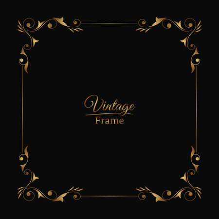 gold vintage frame border ornamentのイラスト素材