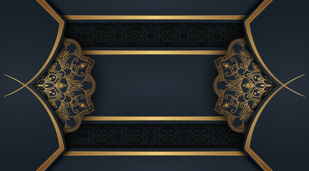 Gray background with golden mandala ornamentのイラスト素材
