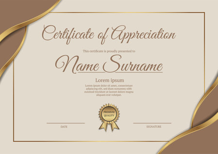 certificate template, with gold borderのイラスト素材
