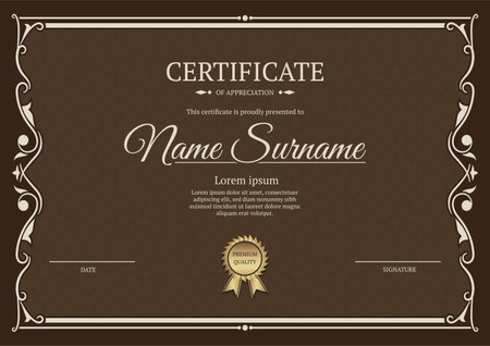 certificate template, with vintage borderのイラスト素材