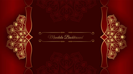 red luxury background, with gold mandala ornamentのイラスト素材