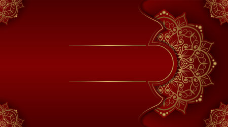 red luxury background, with gold mandala ornamentのイラスト素材