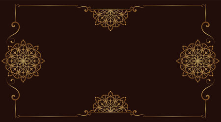 Brown background with golden mandala ornamentのイラスト素材