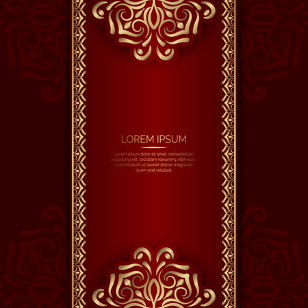Red background with mandala ornamentのイラスト素材