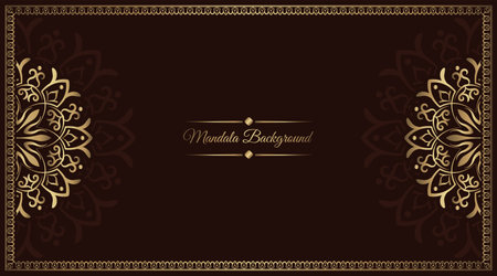 Brown background with golden mandala frameのイラスト素材