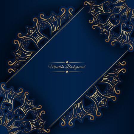 Blue background with mandala ornamentのイラスト素材