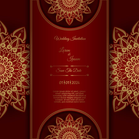 vintage invitation card, with mandala ornamentのイラスト素材