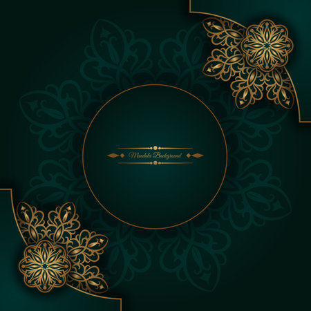 Green background with mandala ornamentのイラスト素材