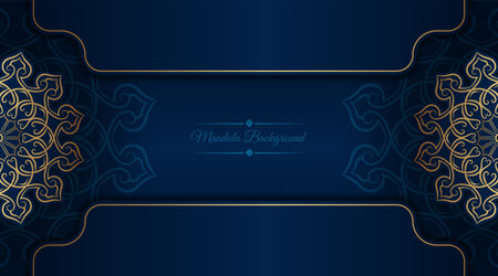 luxury blue background, with golden mandala ornamentのイラスト素材