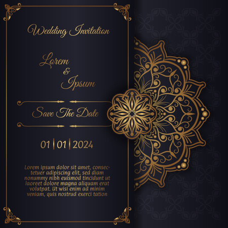 vintage invitation card, with mandala ornamentのイラスト素材