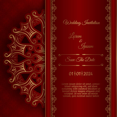 vintage invitation card, with mandala ornamentのイラスト素材