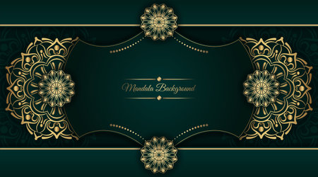 luxury background with golden mandala ornamentのイラスト素材
