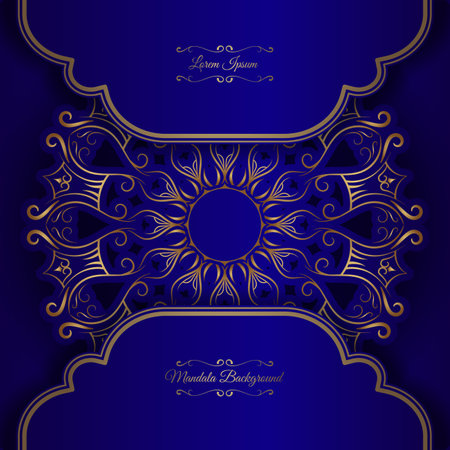 Blue background with mandala ornamentのイラスト素材