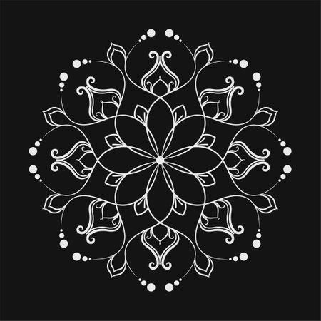 vector mandala, round decoration, black and whiteのイラスト素材