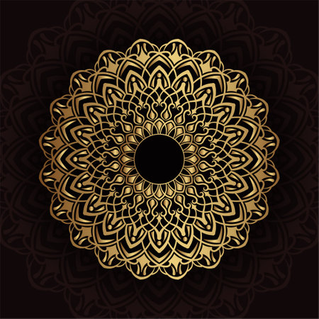 golden mandala ornament, round decorative designのイラスト素材