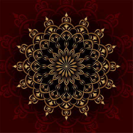golden mandala ornament, round decorative designのイラスト素材