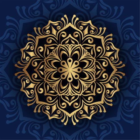 golden mandala ornament, round decorative designのイラスト素材
