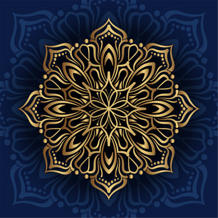 golden mandala ornament, round decorative designのイラスト素材