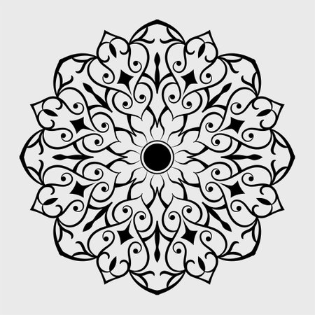 vector mandala, round decoration, black and whiteのイラスト素材